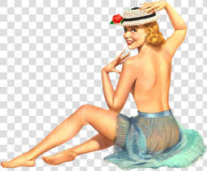 Retro Clip Art Of Women In Neglige   Vintage Pinup Girl Art  HD Png Download