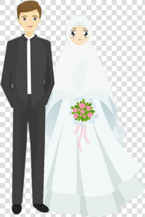  muslimcouple   Cartoon Hijab Wedding Couple  HD Png Download