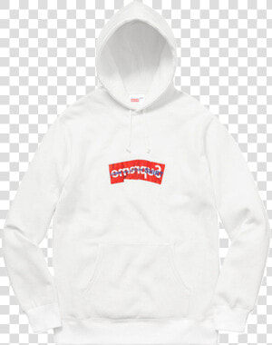 White Cdg Supreme Hoodie  HD Png Download