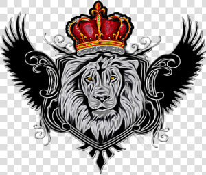 Download Hd Wings Couronne   Lion With Crown Png  Transparent Png