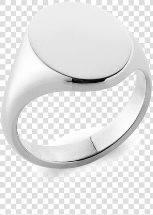 18ct White Gold Signet Ring  Oxford Oval   Ring  HD Png Download