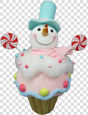 Large Snowman Candy Cupcake   Cupcake  HD Png Download