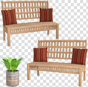 Porch Furniture  3d  Render  Wooden  Pillows   Bench  HD Png Download