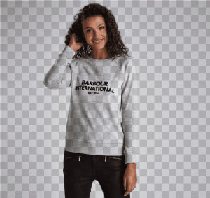 Womens Grey Barbour International Jumper  HD Png Download