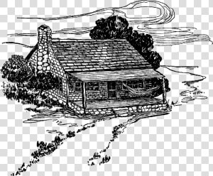 House Log Cabin Illustration Drawing Digital Download   Vintage Log Cabin Illustration Png  Transparent Png