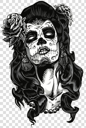 Chicano Tattoo Designs Pictures And Cliparts Download   Female Day Of The Dead Skull  HD Png Download