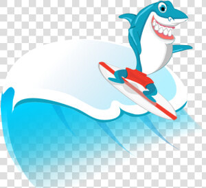 Clipart Shark Surfing Cartoon  HD Png Download