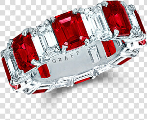 A Graff Emerald Cut Rubies And Diamonds Wedding Band   Graff Diamond And Emerald Bands  HD Png Download