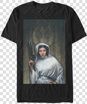 Princess Leia Painting Star Wars T shirt   Princess Leia With Blaster  HD Png Download