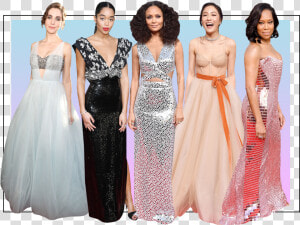 Photo Compilation Of Allison Brie Laura Harrier Thandie   Prom Gowns Trend 2019  HD Png Download