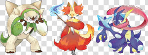 Greninja Fennekin Y Chespin  HD Png Download