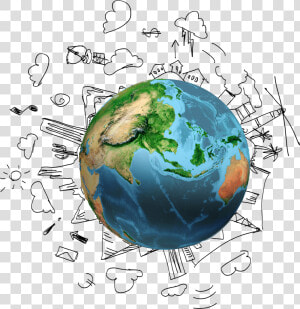 Transparent Bumi Png   Drawing Of The Earth Pencil  Png Download