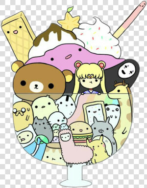  kawaii  sailormoon  finn  jake  horadeaventura  helado   Kawaii Adorable Cute Characters  HD Png Download