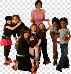 Four Moms 4 Daughters   Family Roller Skating  HD Png Download