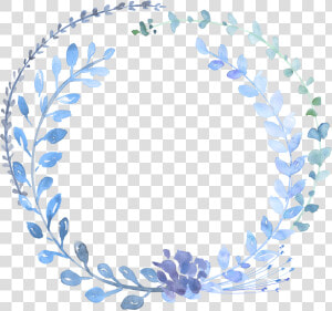 Blue Garland Wreath Watercolour Watercolor Flowers   Blue Flower Circle Png  Transparent Png