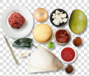 Pork Tamales With Smoked Chili Sauce And Mango   Steak Tartare  HD Png Download