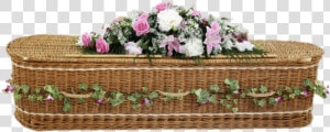 Woven Wicker Coffin Decorated With Flowers Clip Arts   Artificial Flower  HD Png Download