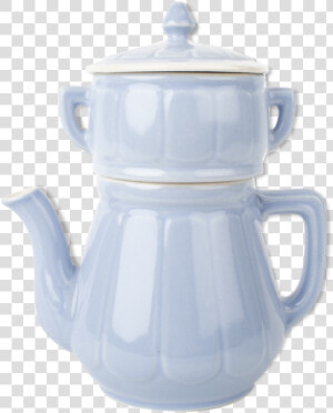 Teapot With Filter And Lid Vintage Sky Blue Ceramic  HD Png Download