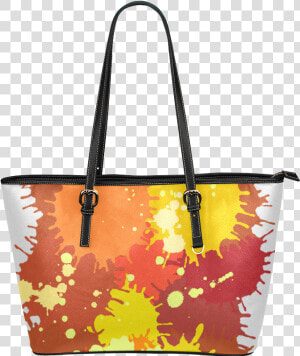 Summer Orange Yellow Splash Painting Leather Tote Bag large   Shoulder Bag  HD Png Download