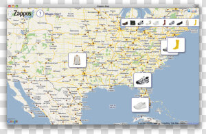 Zappos Maps Mash Up Watching People Buy Shoes   Png  Transparent Png