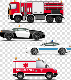 Clip Art Fire Truck Ambulance Police Car   Ambulance Fire Police Car Cartoon  HD Png Download