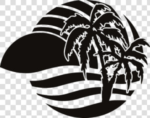 Party Beach Silhouette Labels Png   Beach Silhouette Black And White  Transparent Png