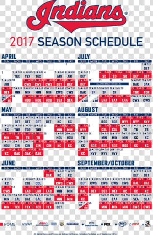 2017 Cleveland Indians Schedule   Indians Game Schedule 2019  HD Png Download