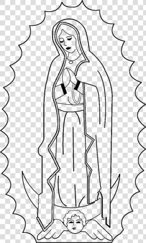 Our Lady Of Guadalupe Coloring Page   Easy La Virgen De Guadalupe Drawing  HD Png Download