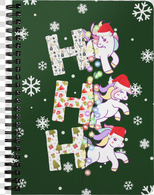 Ho Ho Ho Unicorn With Led In Snow Spiral Bound Notebooks  HD Png Download