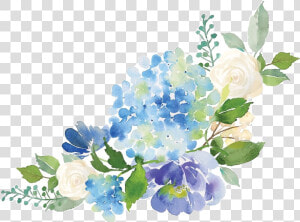  flower  floral  watercolor  blue  hydrangea  bouquet   Watercolor Hydrangea Border  HD Png Download