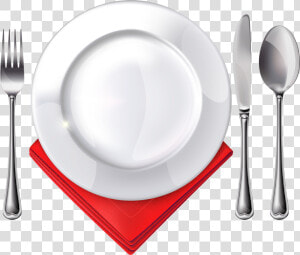 Free Png Plate Spoon Knife Fork And Red Napkin Png   Fork Spoon Knife Plate  Transparent Png