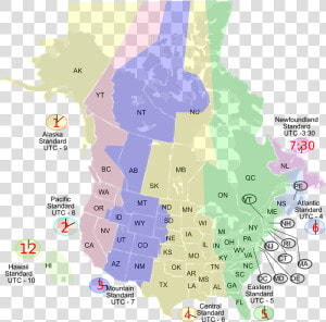 A Map Of Us Time Zones During Cst   Time Zone Map Us Canada  HD Png Download