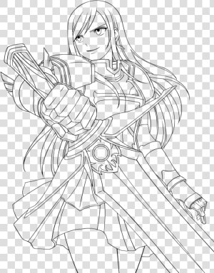 Erza Scarlet Fairy Tail Coloring Pages Sketch Coloring   Erza Scarlet Coloring Pages  HD Png Download