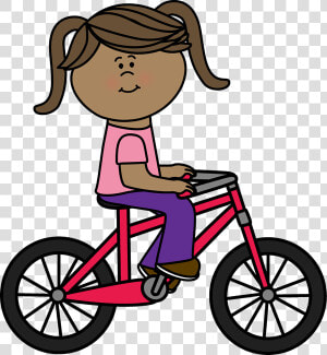 Girl Riding A Bicycle Clip Art   Girl Riding Bike Clipart  HD Png Download