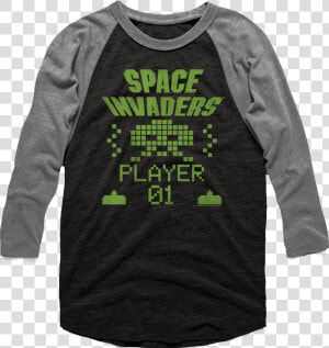 Space Invaders Raglan Baseball Shirt   Space Invaders  HD Png Download