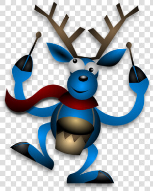 Reindeer  Drummer  Drumming  Blue  Christmas  Noel   Christmas Deer With Drum  HD Png Download