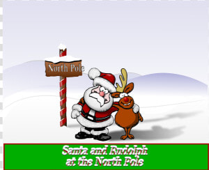 Santa And Rudolph At The North Pole Vector Illustration   Santa And Rudolf  HD Png Download