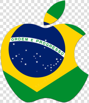 Logo Da Apple Com A Bandeira Do Brasil   Brazil Flag  HD Png Download