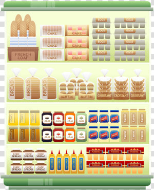 Supermarket Shelf  Products  Grocery  Egg  Bread   Food Shelf Png  Transparent Png