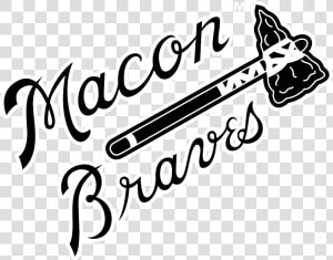 Macon Braves Logo Black And White   Calligraphy  HD Png Download