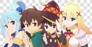  konosuba  kazuma  megumin  aqua  darkness  lalatina   Kono Subarashii Sekai Ni Shukufuku Wo 2  HD Png Download