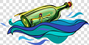 Vector Illustration Of Message In Bottle Form Of Communication   Bottle Floating Clip Art  HD Png Download