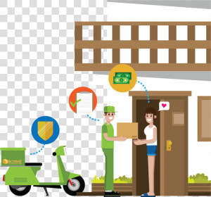 Last mile Delivery Has Never Been This Easy Clipart   Door To Door Delivery Cartoon  HD Png Download