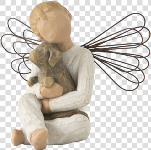 Angel Of Comfort   Willow Tree Angel Boy With Dog  HD Png Download