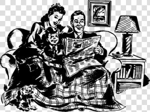 Human Behavior recreation art   Family Living Room Clipart Black And White  HD Png Download