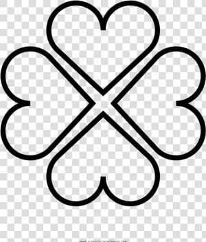 Four Leaf Clover Coloring Page   Outline Four Leaf Clover Clip Art  HD Png Download