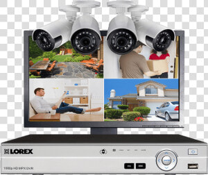 Home Security System With 4 Channel Dvr  4 Ultra Wide   4 Ch Dvr 4 Camera  HD Png Download