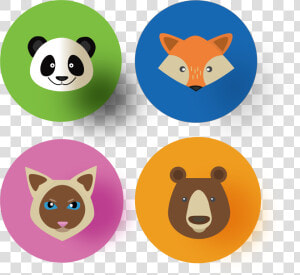 Round Color Animal Panda Fox Icon Vector Flat Icon   Icon  HD Png Download