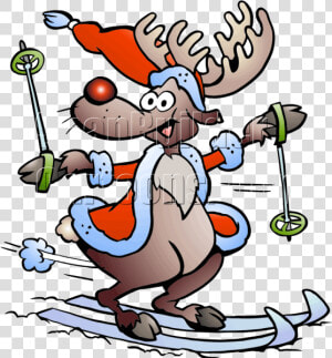 Christmas Reindeer Skiing   Reindeer Playing Sport  HD Png Download