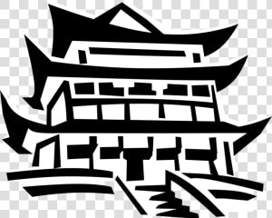 Vector Illustration Of Asian Japanese Or Chinese Pagoda  HD Png Download